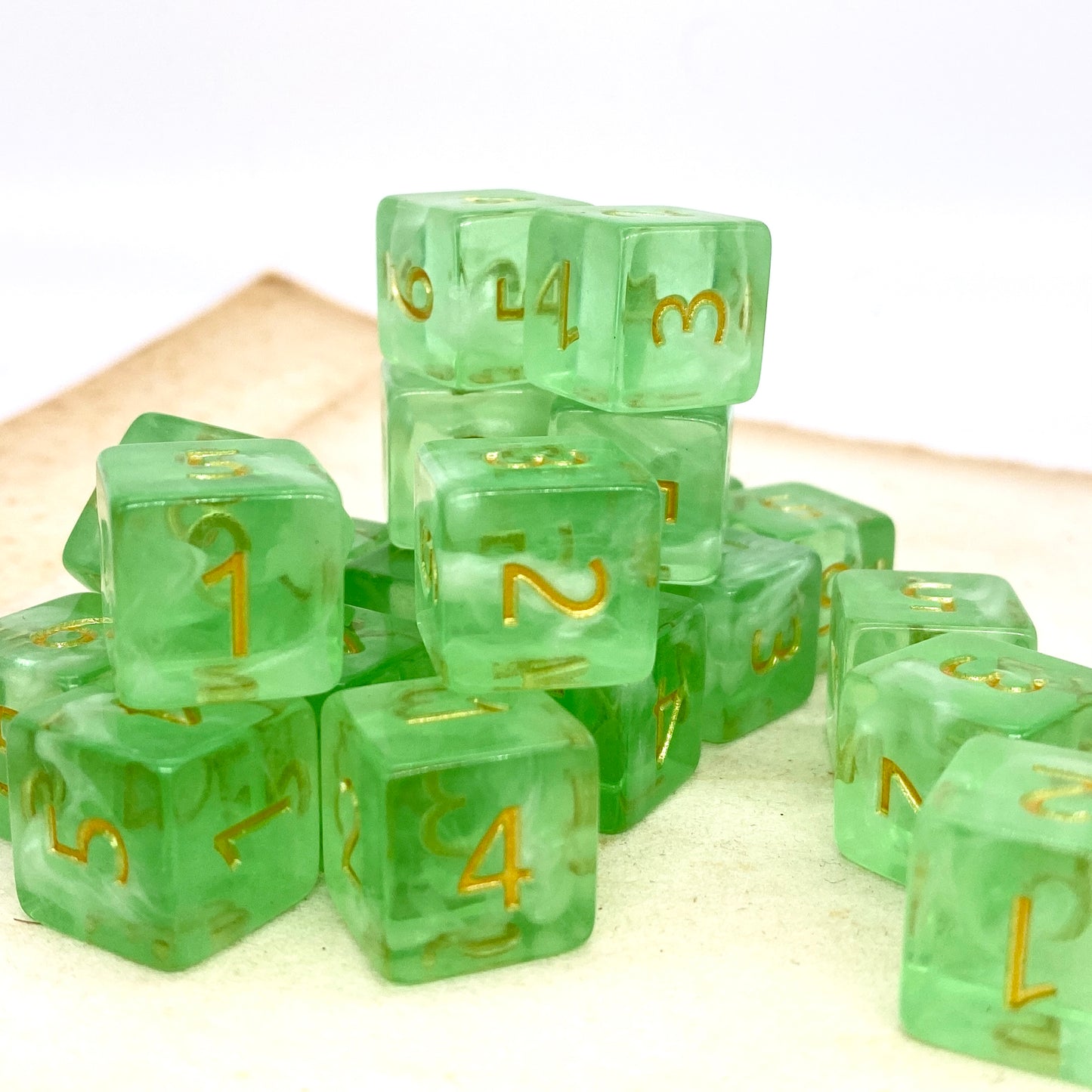 Green with white pearl wisps D6