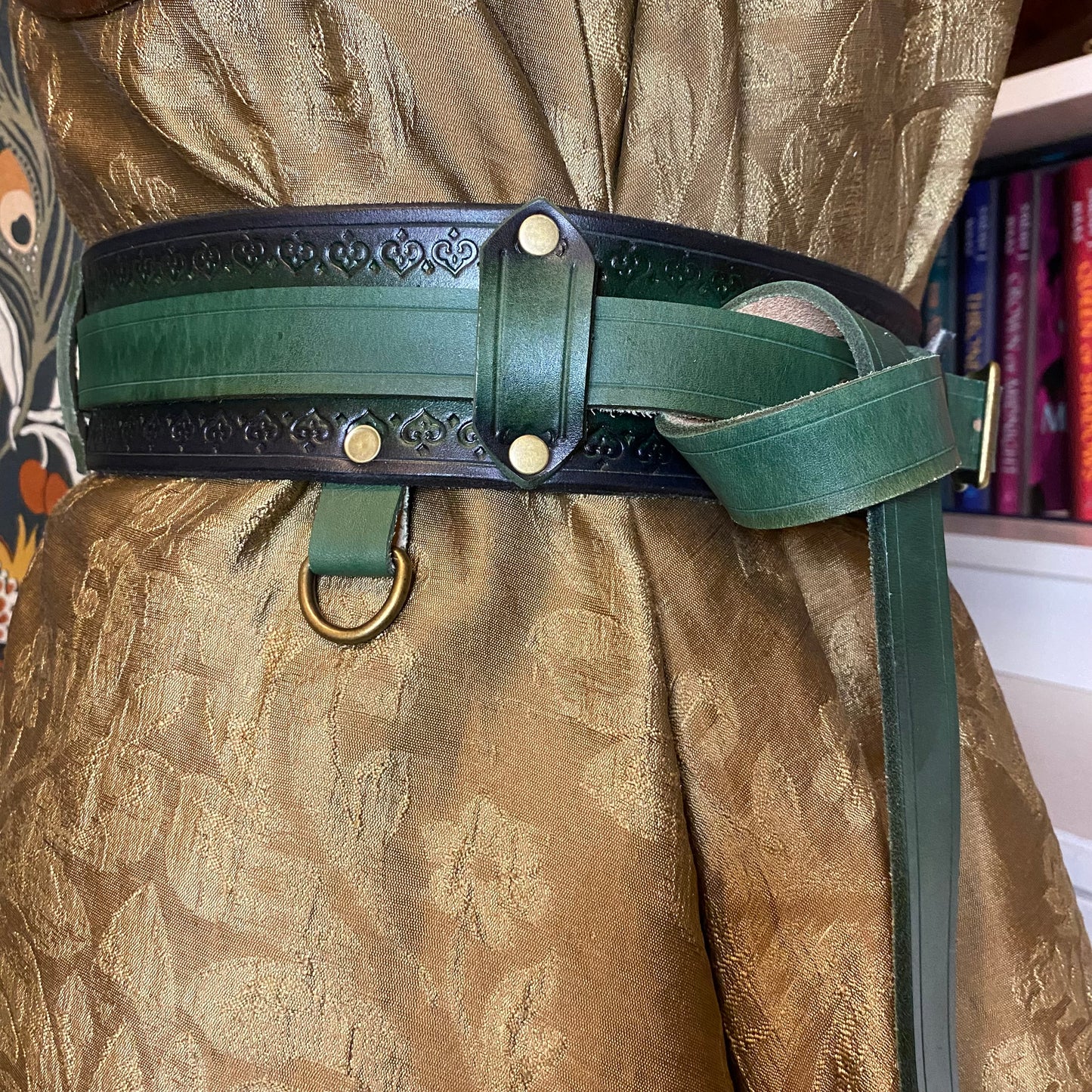 Green Leather Demi-Hero Belt (to fit 34-42 inches)