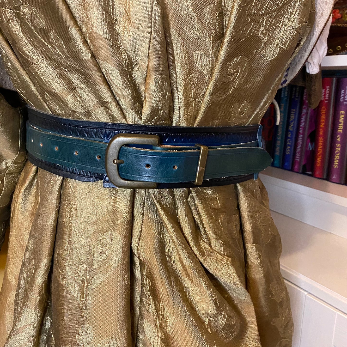 Blue Leather Demi-Hero Belt (to fit 30- 37 inches)