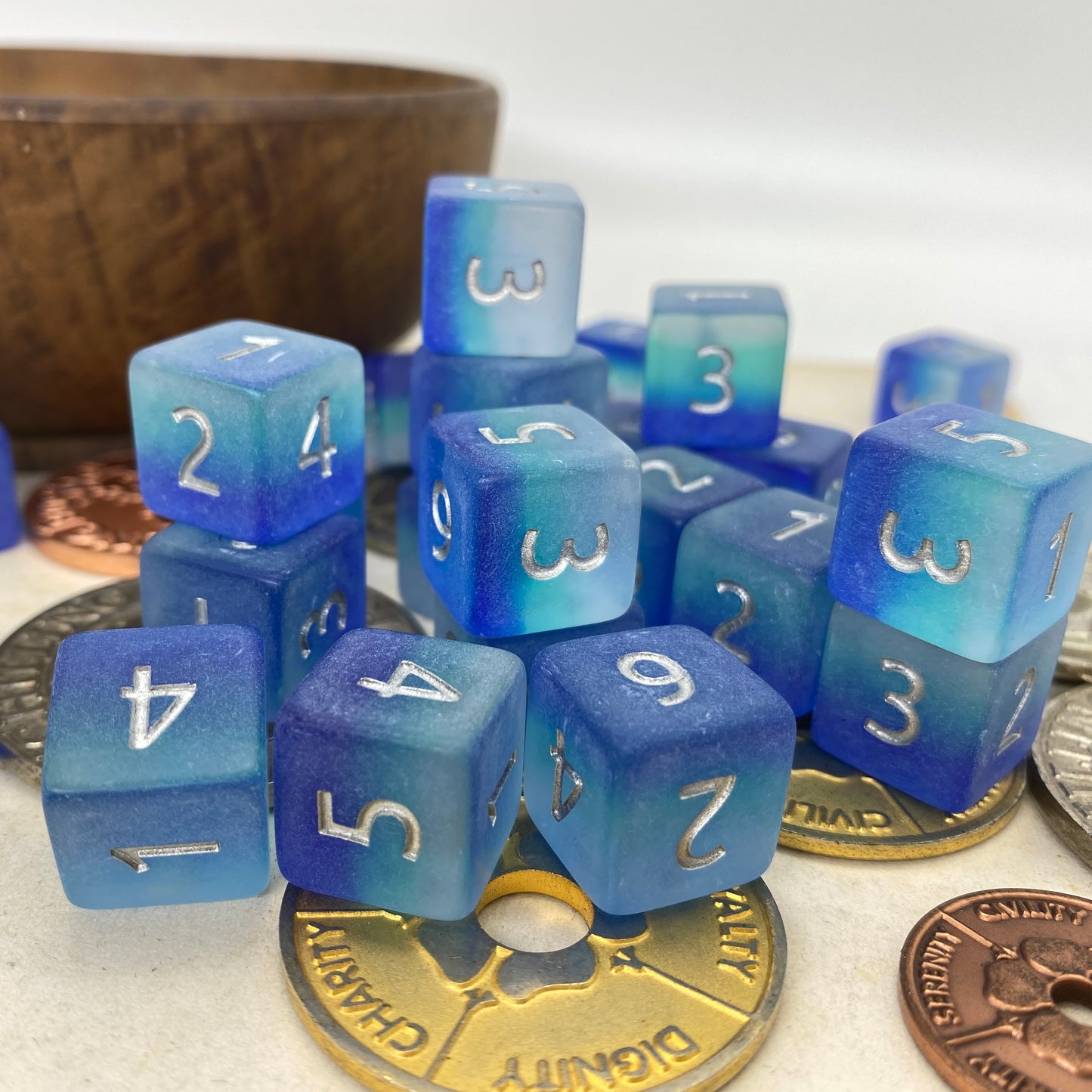 Layered Blue Sea Glass Effect D6