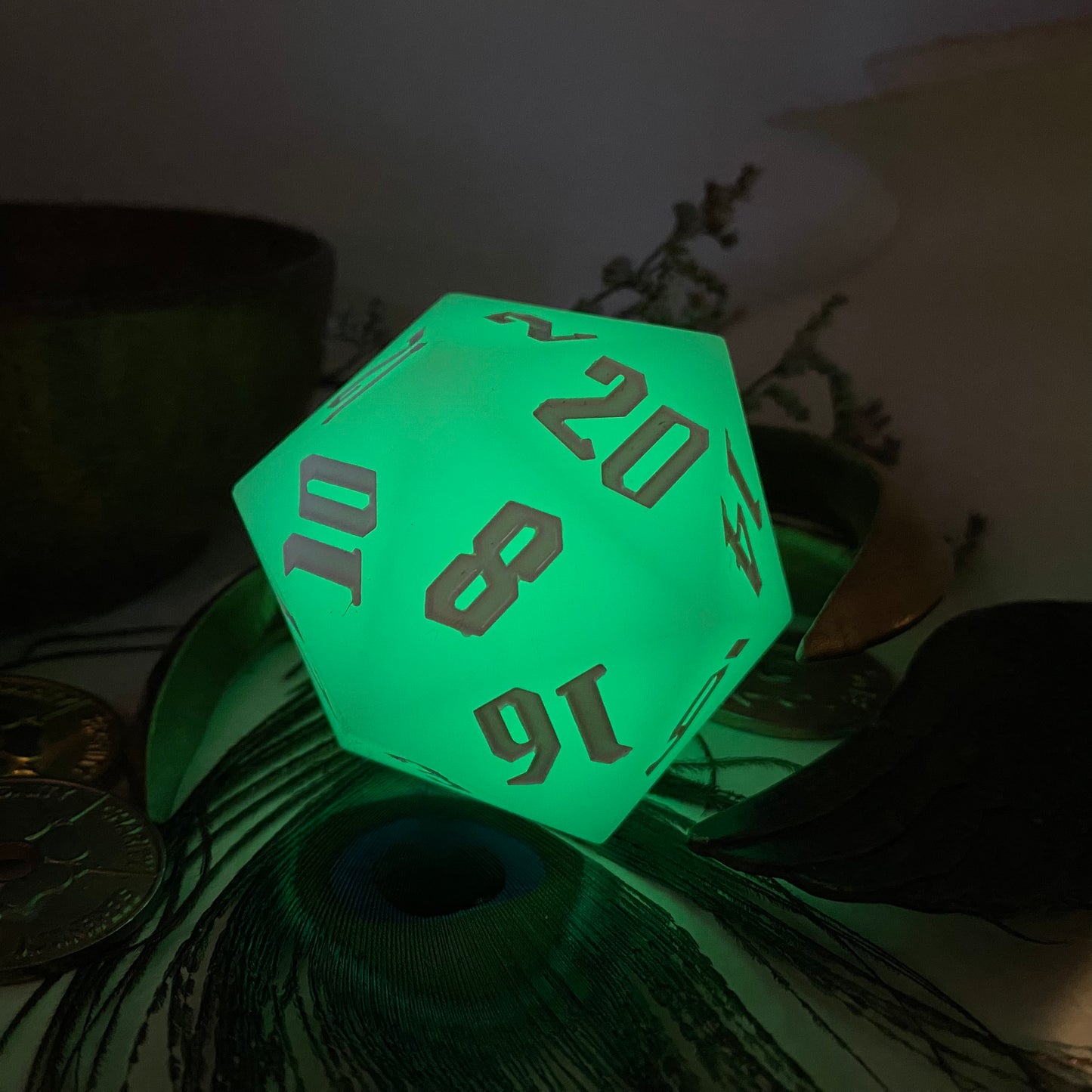 White Glow in the Dark Silicone 55mm Goliath D20