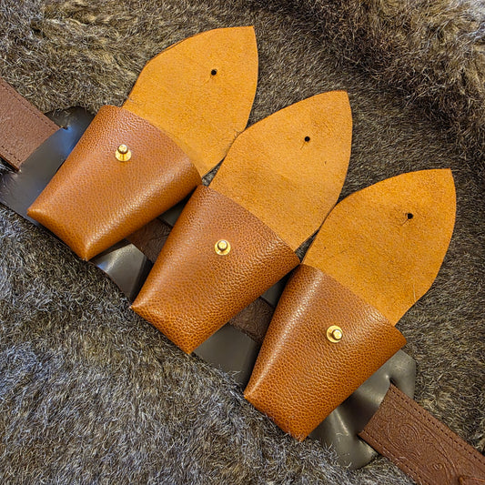 Triple Slide On Leather Belt Pouch