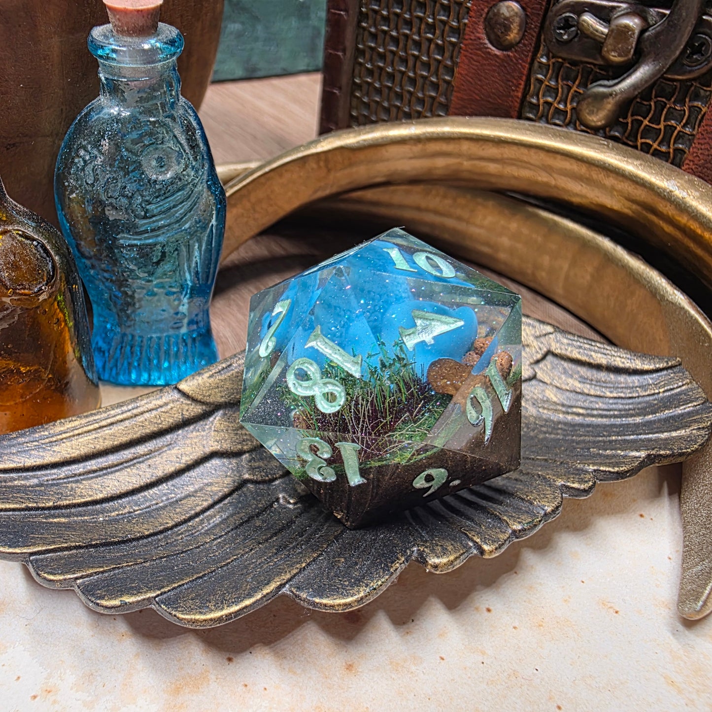 Dinosaur 30mm Chonk D20 - Bright Blue