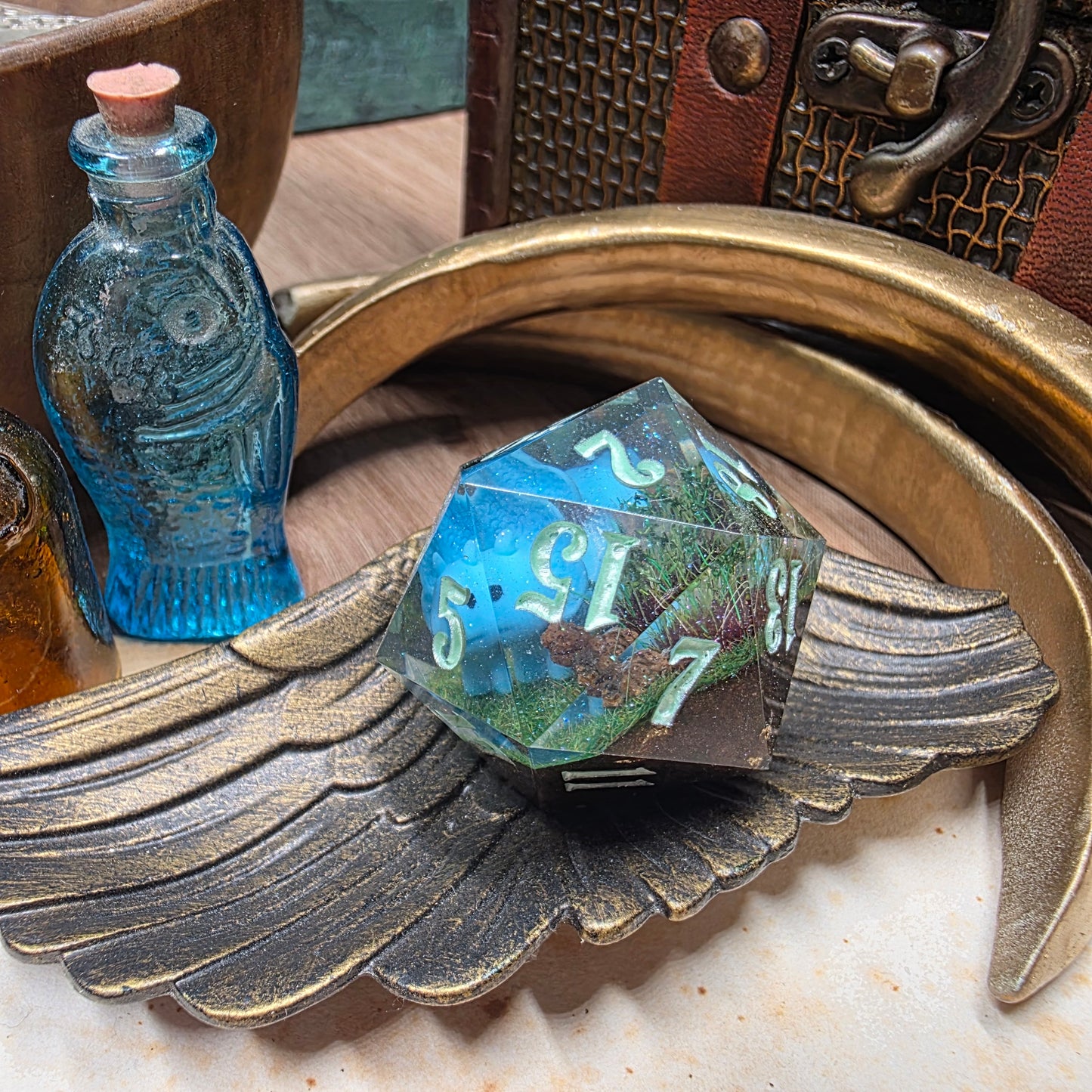 Dinosaur 30mm Chonk D20 - Bright Blue