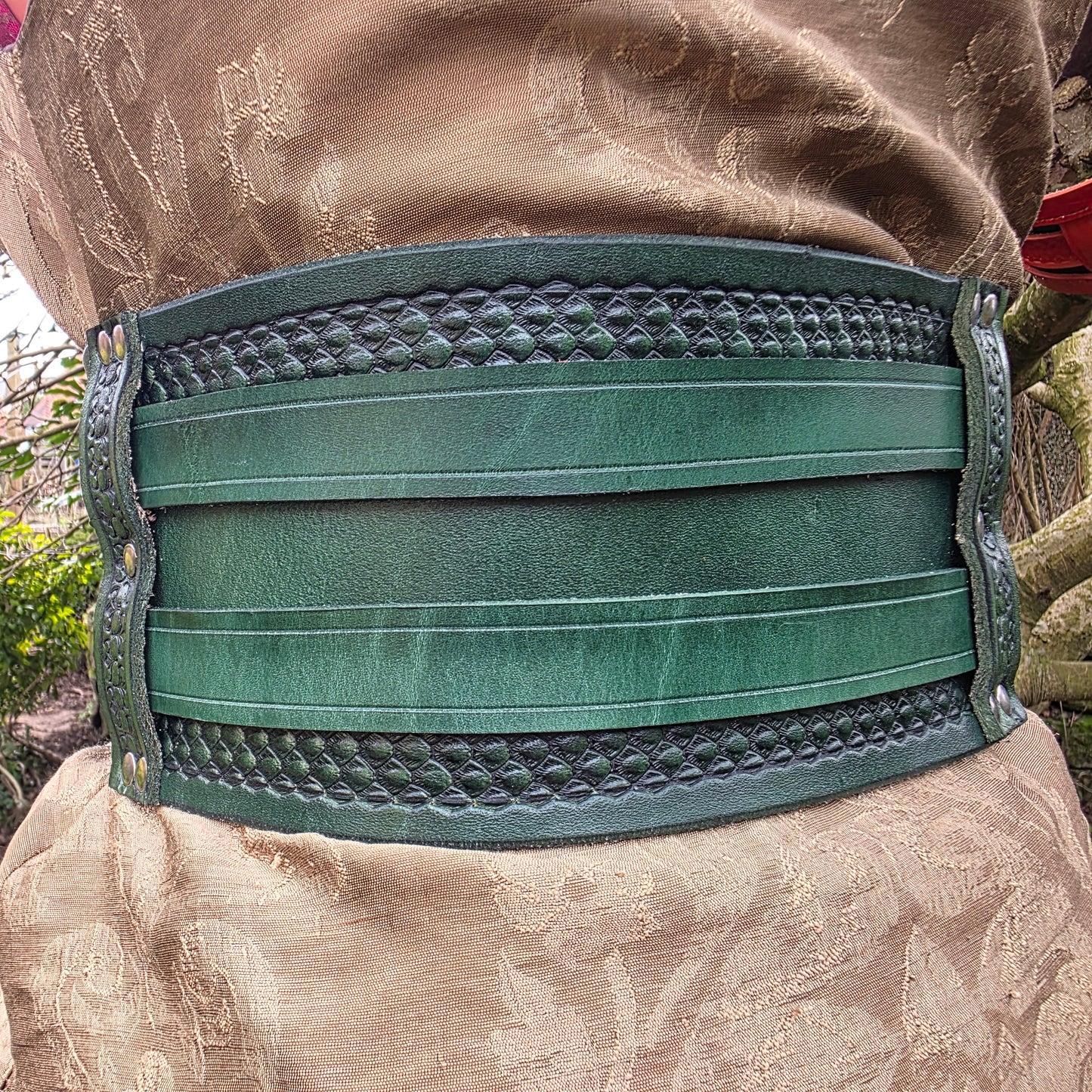 Green Snake Scale Double Strap Hero Belt (to fit 28-36 inches)