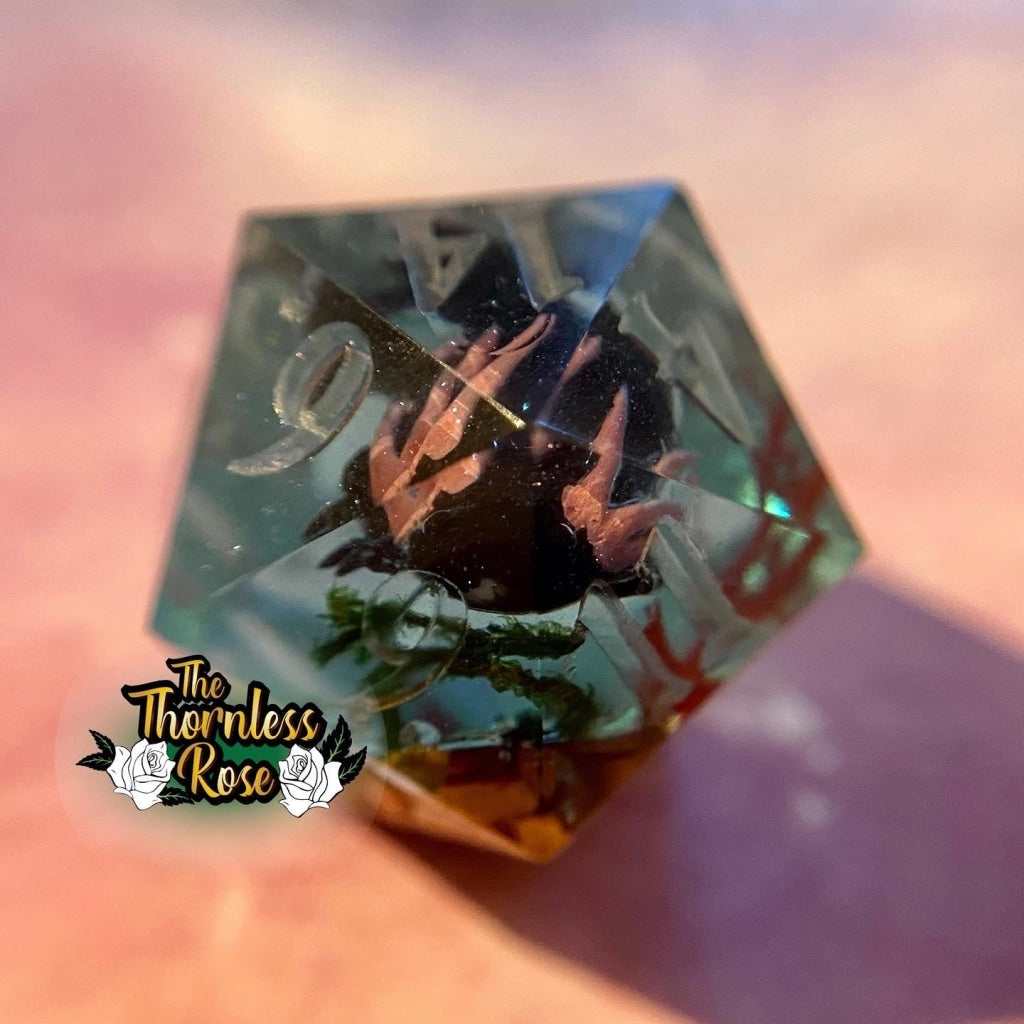 Axolotl D20 Black Handmade Dice