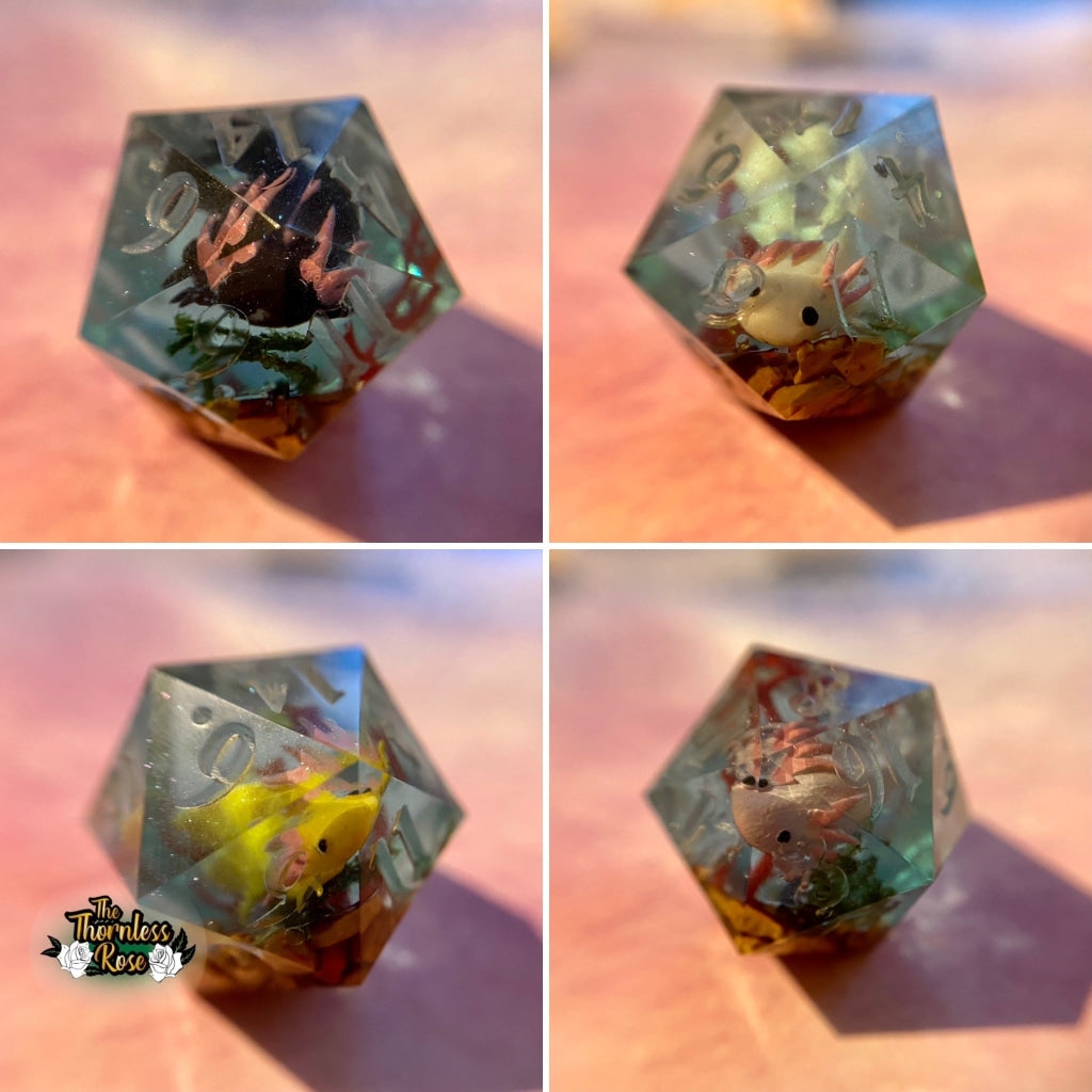 Axolotl D20 Handmade Dice
