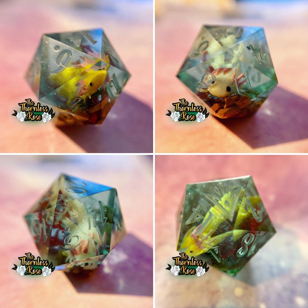 Axolotl D20 Handmade Dice