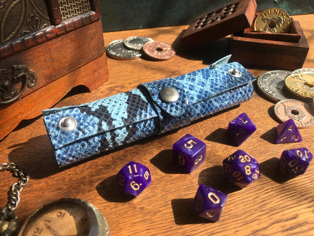 Blue Snakeskin Embossed Leather Rolling Tray