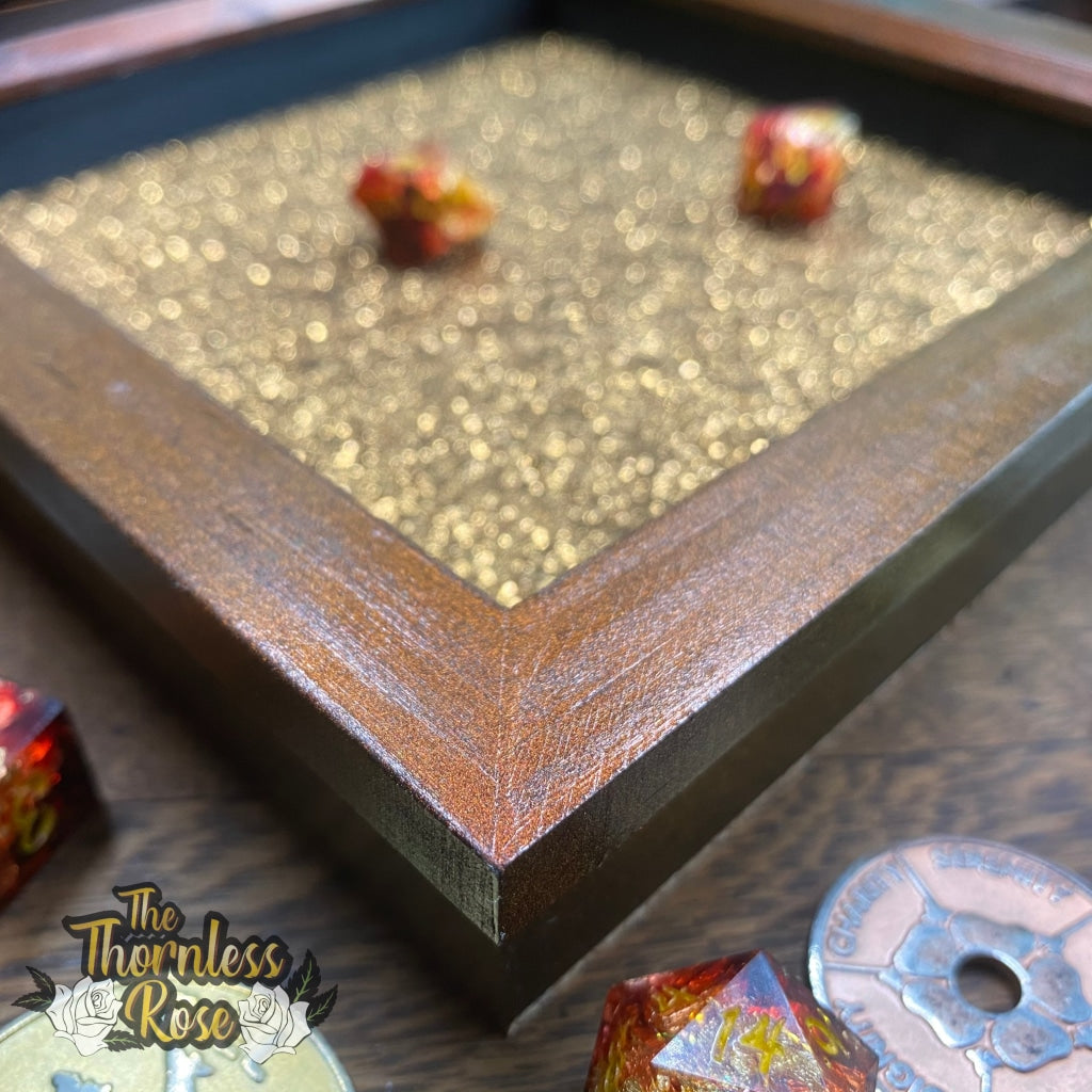 Brass Dragon Hide Colour Shifting Leather And Wood Dice Rolling Tray Wooden