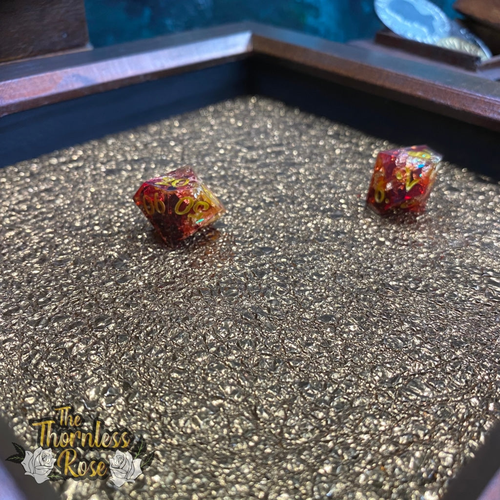 Brass Dragon Hide Colour Shifting Leather And Wood Dice Rolling Tray Wooden
