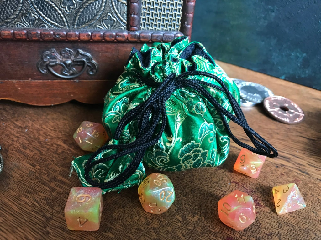 Brocade Bag Of Holding - Its Got Pockets! Green Pouch