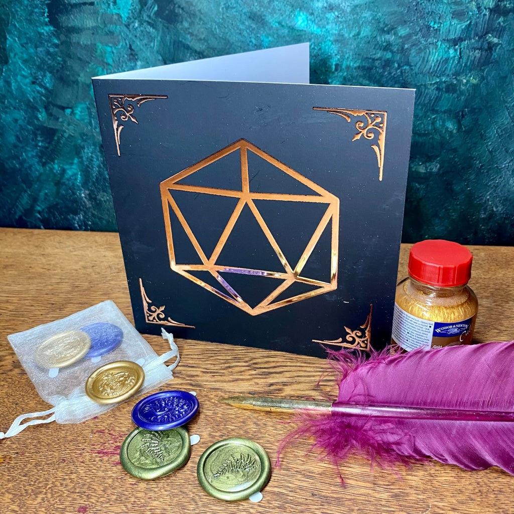Copper Foil D20 - Greeting Card Greetings Cards