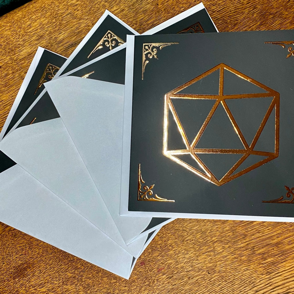 Copper Foil D20 - Greeting Card Greetings Cards
