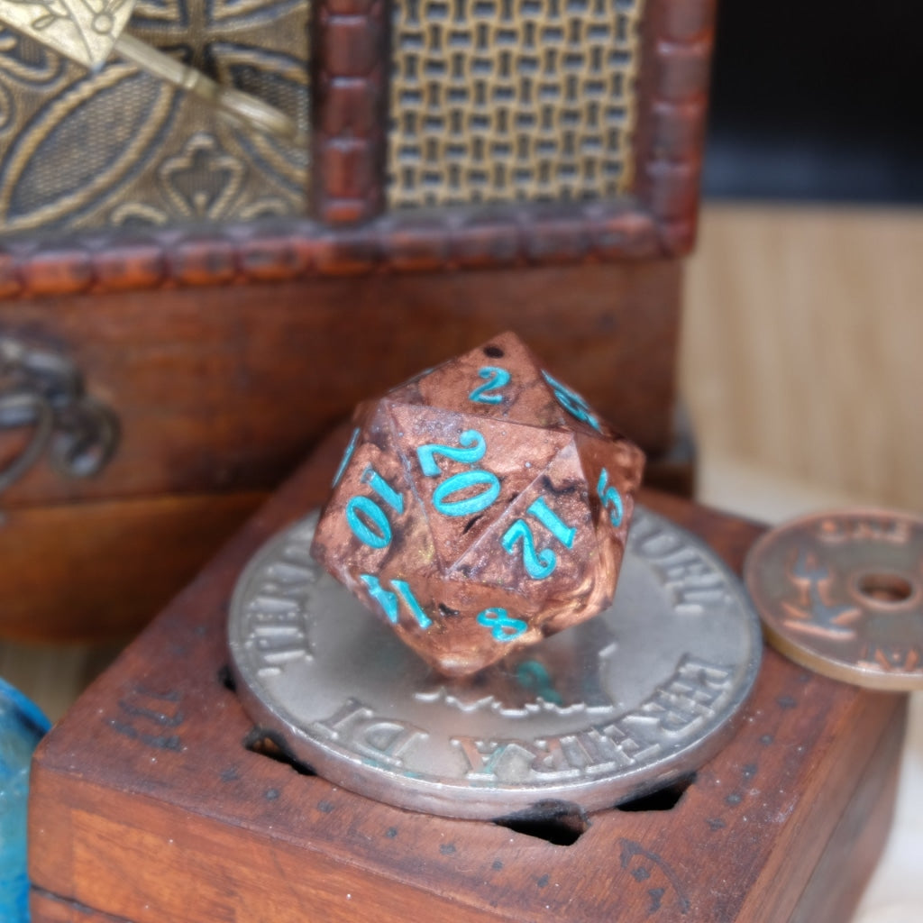 Copper Glow 30Mm Chonk D20 (Glow In The Dark) Handmade Dice