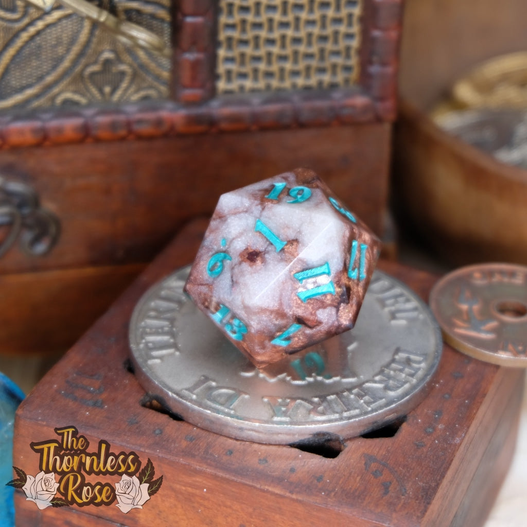Copper Glow 30Mm Chonk D20 (Glow In The Dark) Handmade Dice