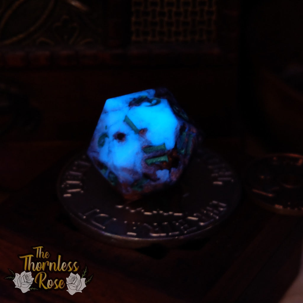 Copper Glow 30Mm Chonk D20 (Glow In The Dark) Handmade Dice