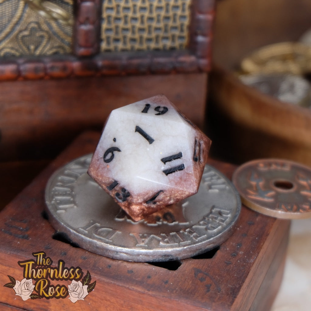 Copper Glow 30Mm Chonk D20 (Glow In The Dark) Handmade Dice