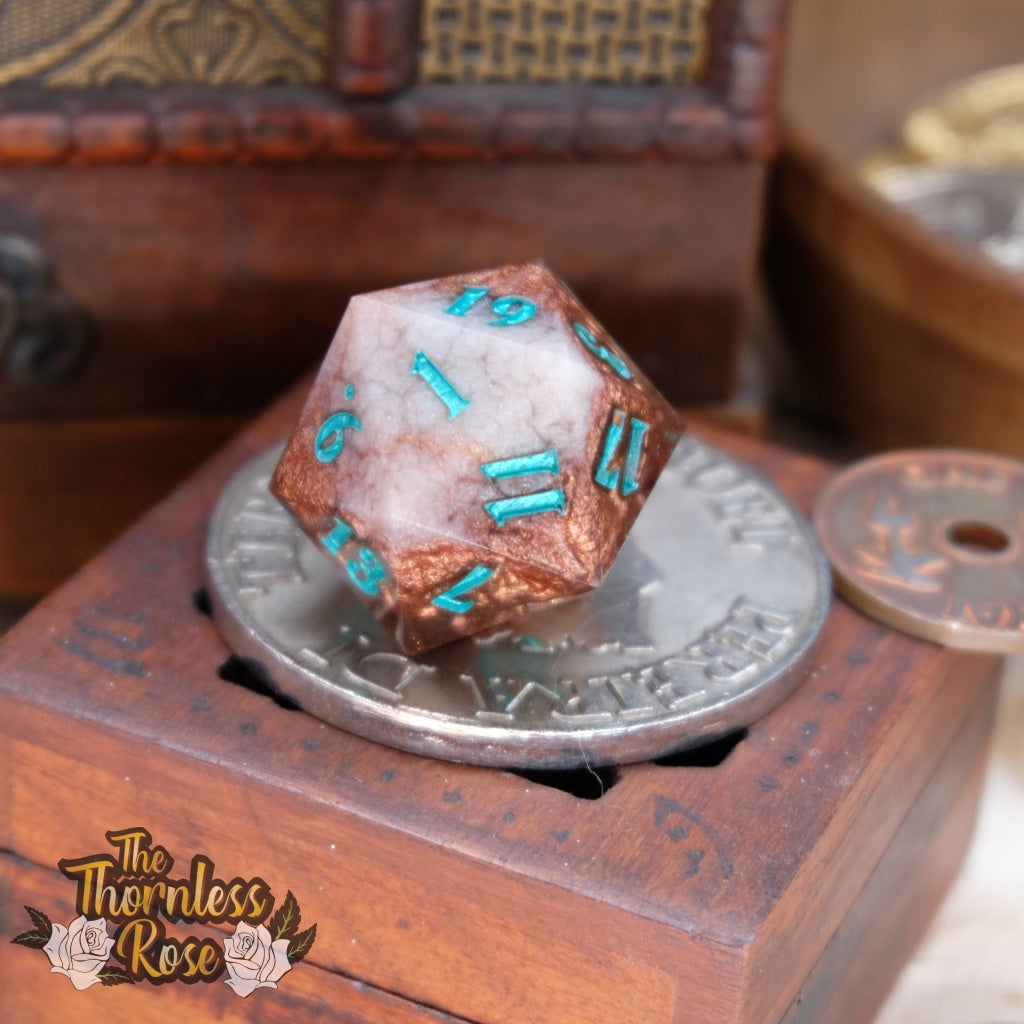 Copper Glow 30Mm Chonk D20 (Glow In The Dark) Handmade Dice