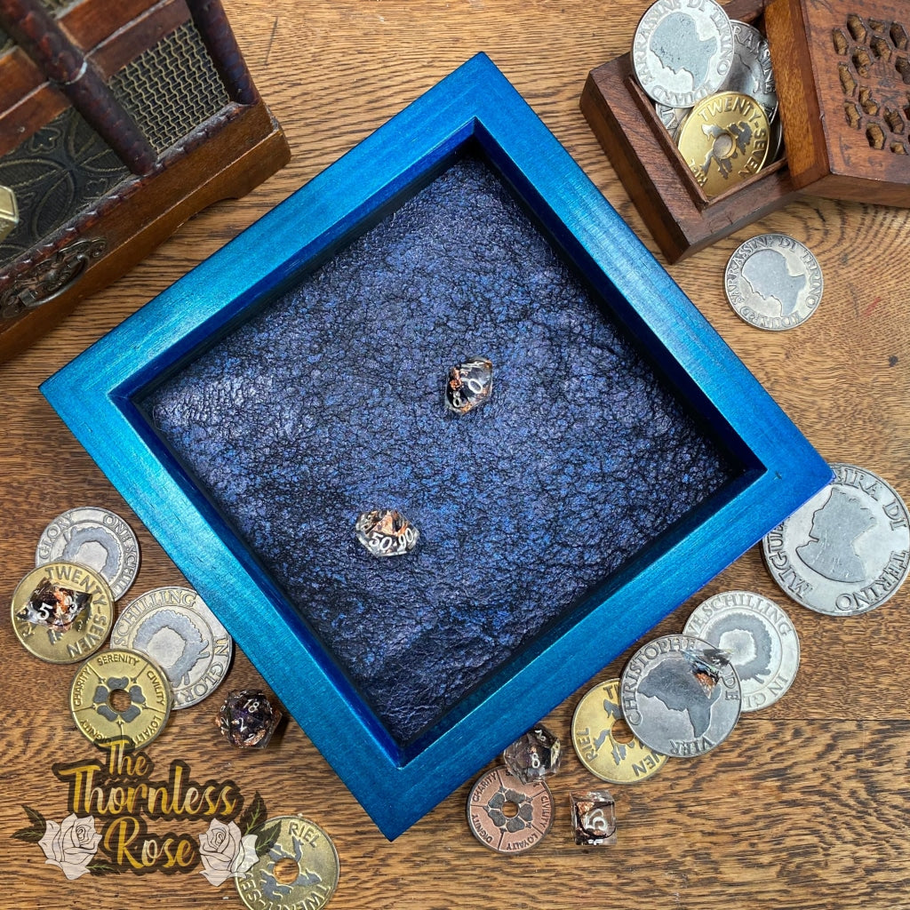 Displacer Hide Colour Shifting Leather And Wood Dice Rolling Tray Made To Order 2-3 Weeks Wooden