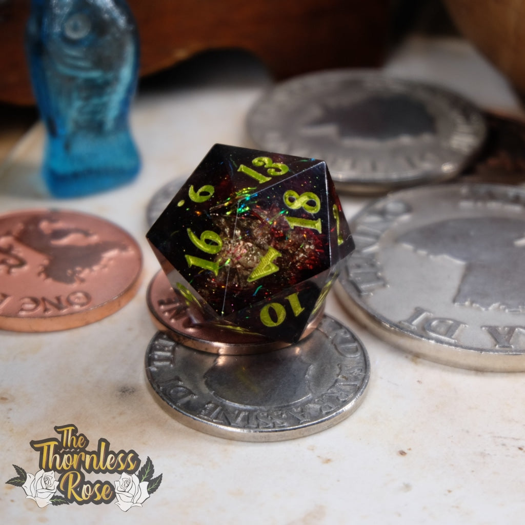 Firecracker 30Mm Chonk D20 (Patreon Design) Handmade Dice