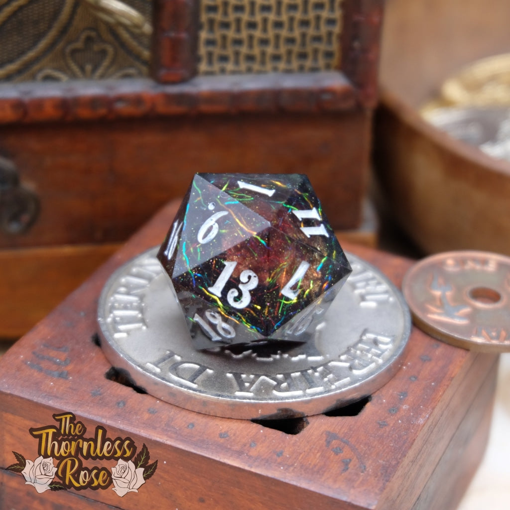 Firecracker 30Mm Chonk D20 Pearl White Handmade Dice