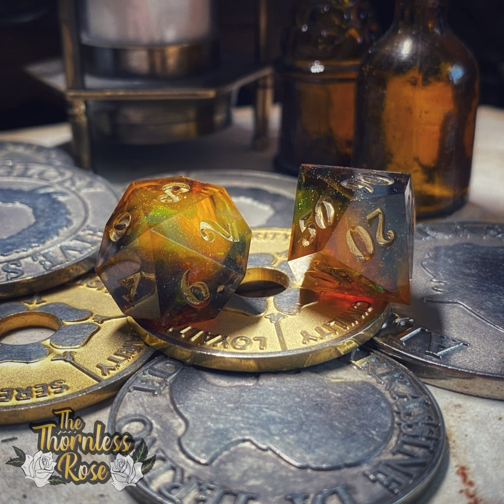 Flame Shield 8 Piece Set Handmade Dice
