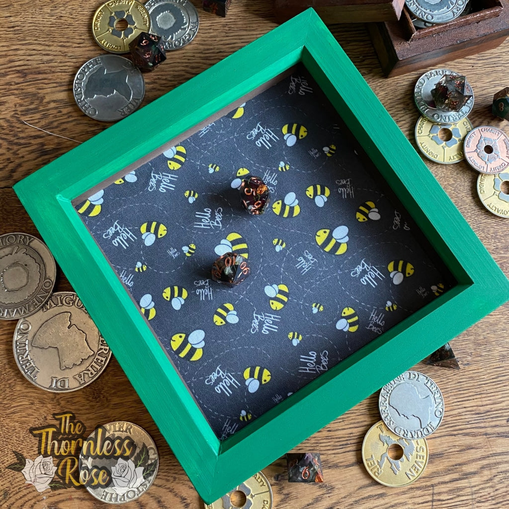 Hello Bees Wood Dice Rolling Tray (Black) Wooden