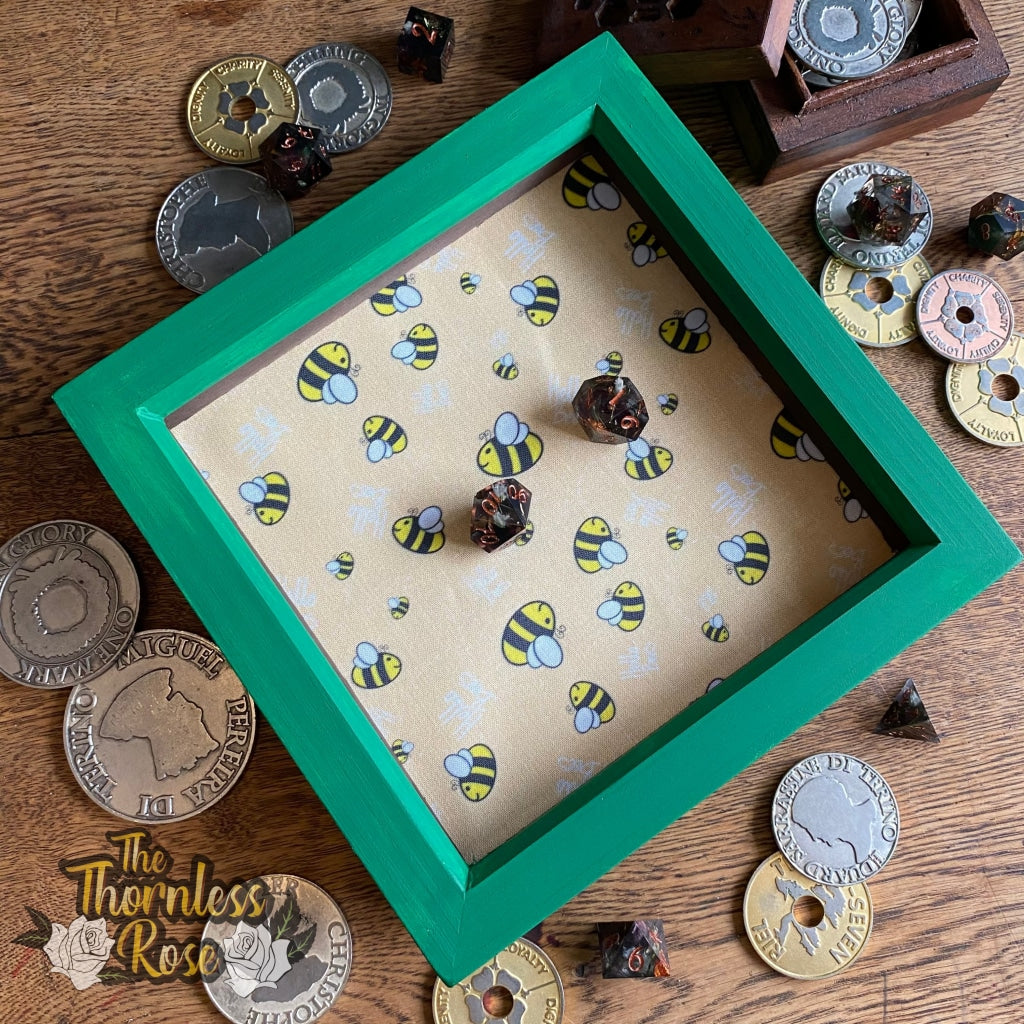 Hello Bees Wood Dice Rolling Tray (Pale Yellow) Wooden