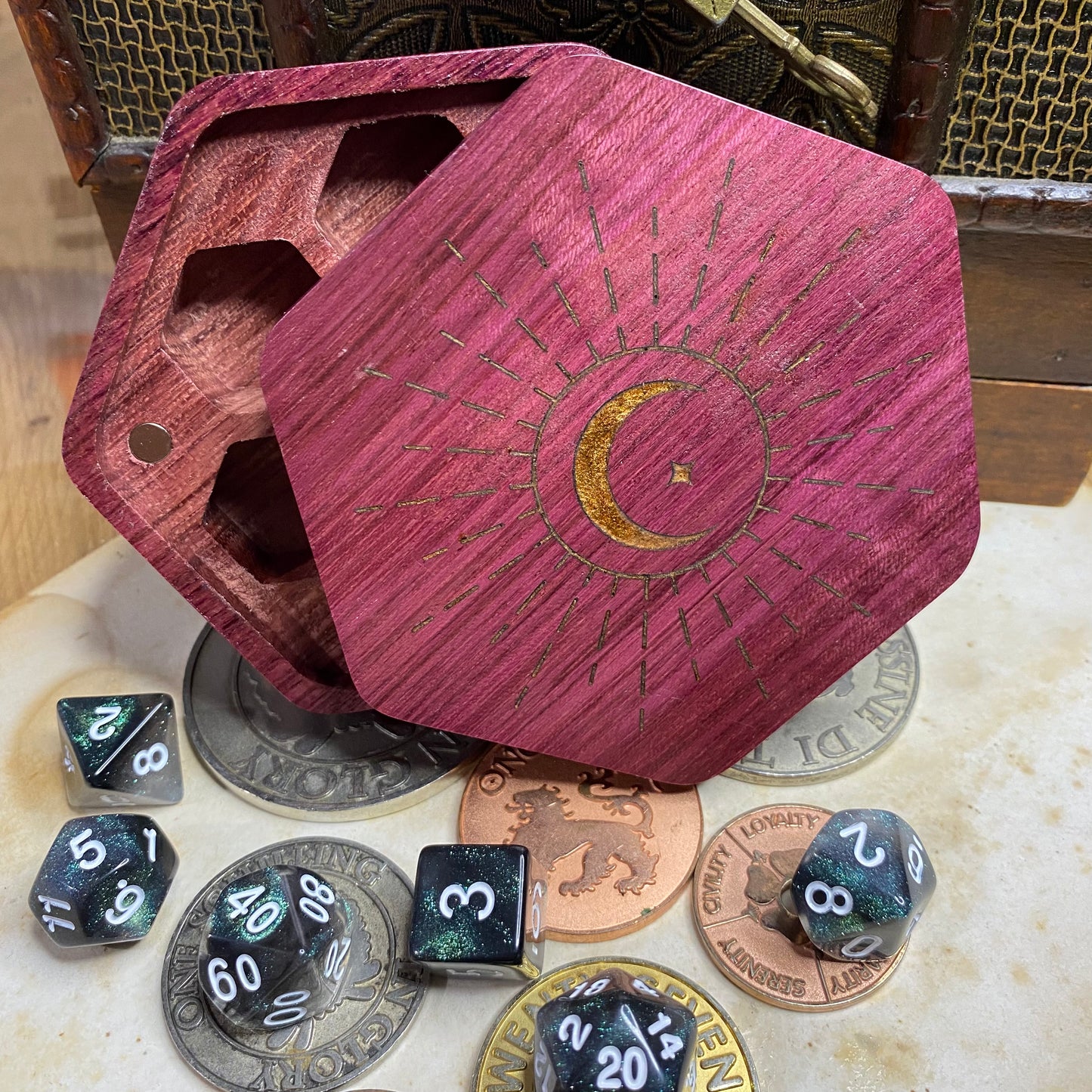 Purple Heart Hex Box - Sun and Moon
