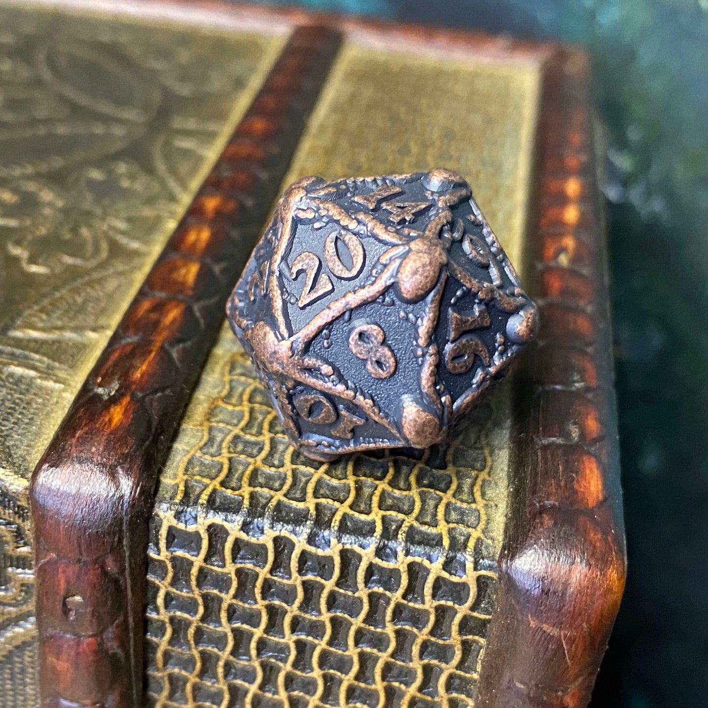 Aged Copper Plated Metal Octopus Dice