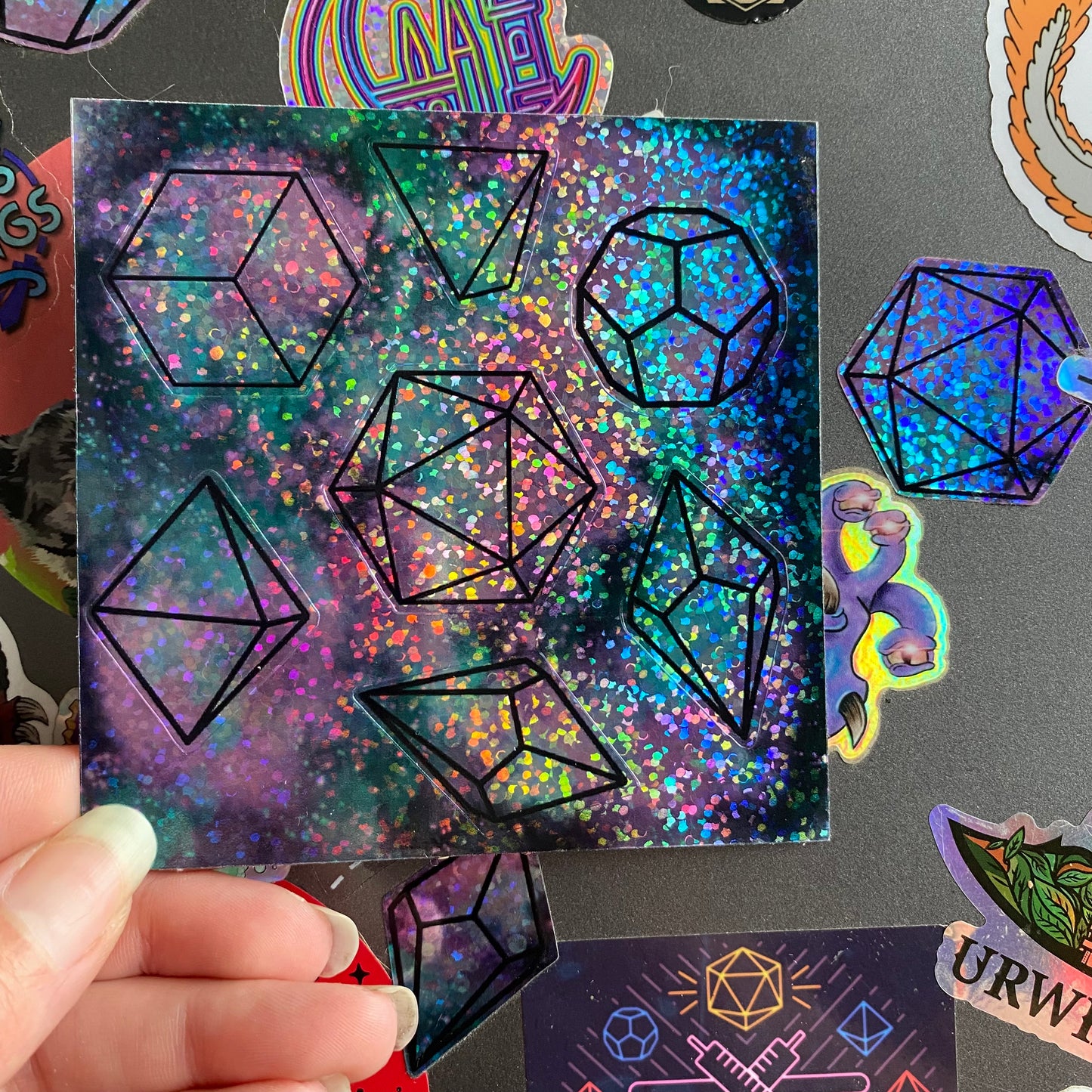 Holographic Galaxy Polyhedral Sticker Sheet