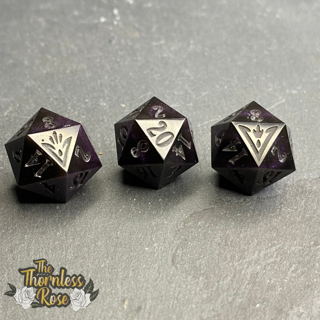 Magnetic Purple D20 Handmade Dice