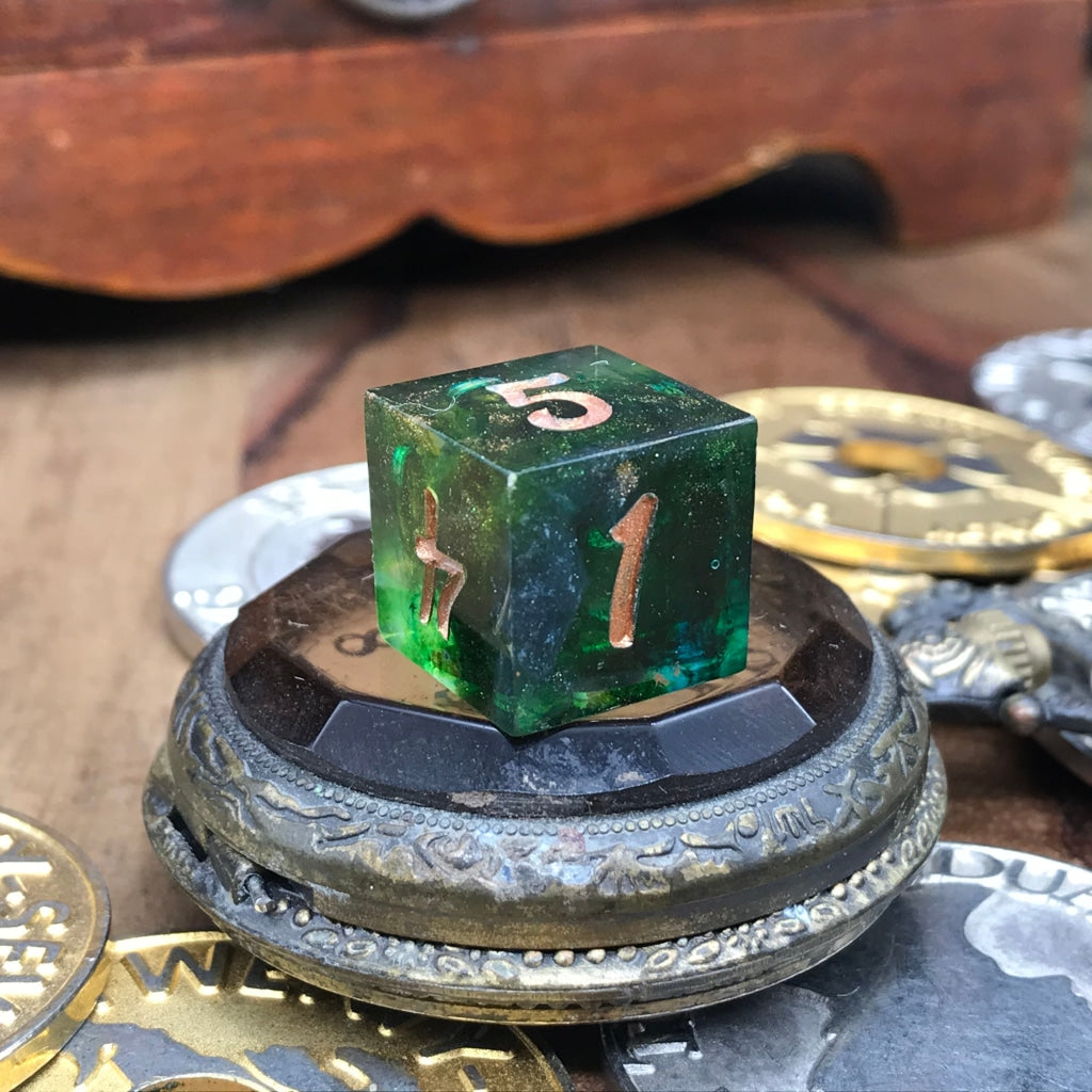 Misty Green D6 Handmade Dice