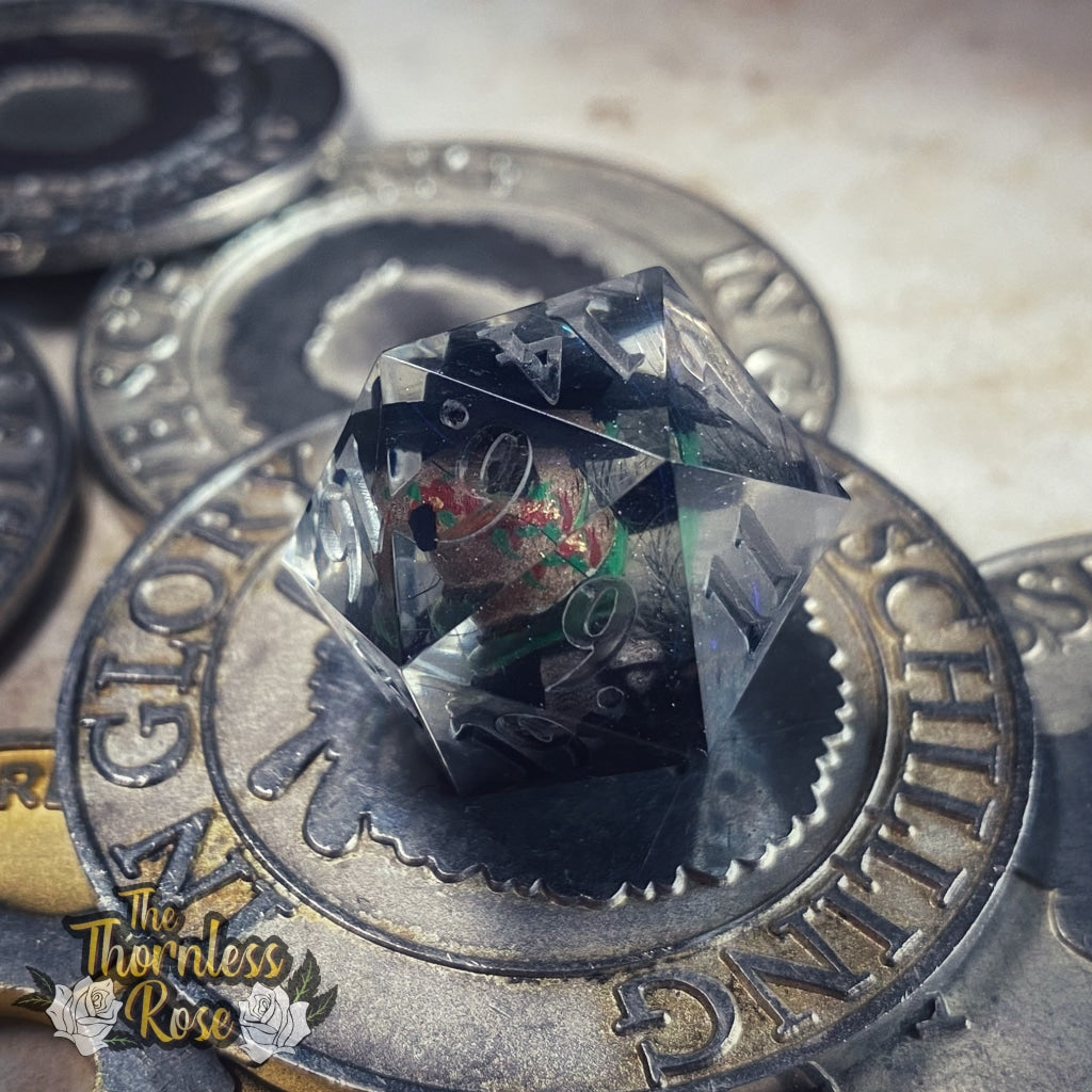 Plague Doctor D20 Floral Mask Handmade Dice