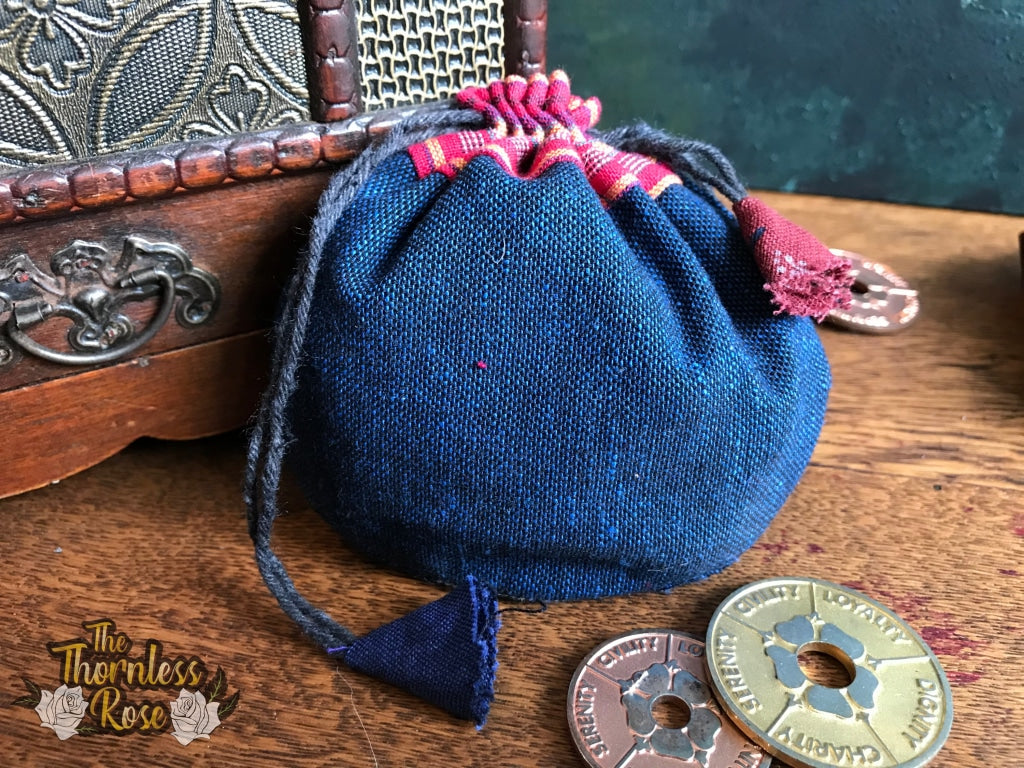 Plain Cotton Drawstring Pouches Blue Pouch