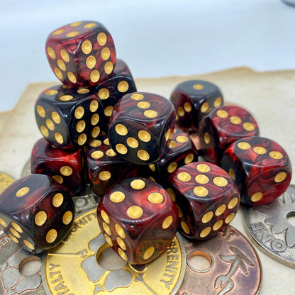 Marbled Red and Black D6 Pip