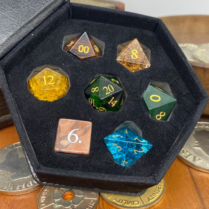 Mixed Stone & Glass Dice Set - Mixed Colours