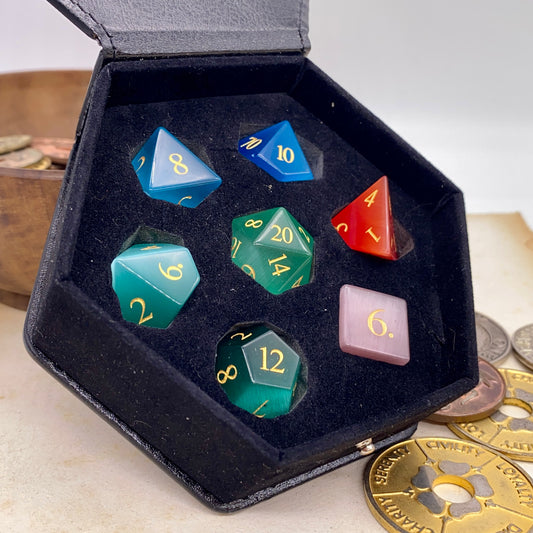 Cats Eye Effect Glass Dice - Mixed Colours