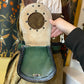 Green Leather Belt Pouch with Copper Scarab