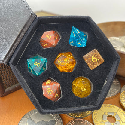 Mixed Stone & Glass Dice Set - Mixed Colours