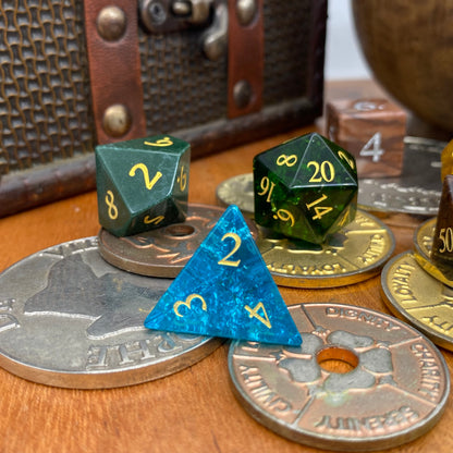 Mixed Stone & Glass Dice Set - Mixed Colours