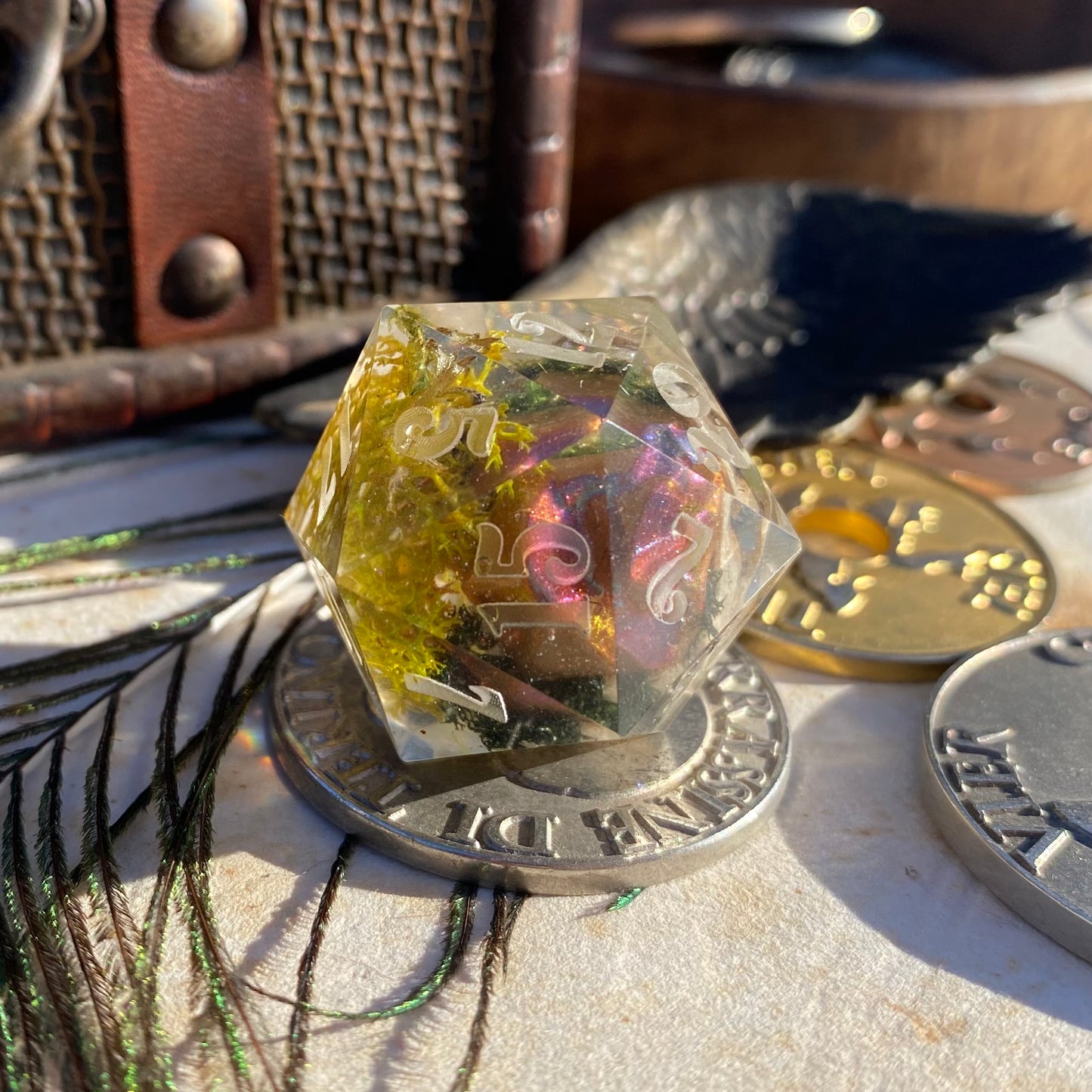 Mossy Crystal Skull 30mm Chonk D20 (Peter)