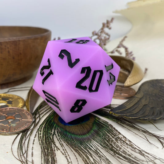 Purple Glow in the Dark Silicone 55mm Goliath D20