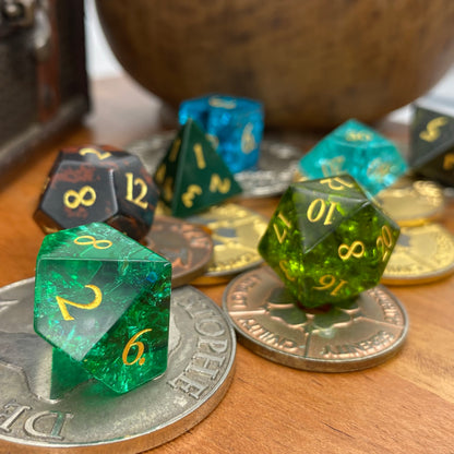 Mixed Stone & Glass Dice Set - Mixed Colours