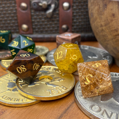 Mixed Stone & Glass Dice Set - Mixed Colours