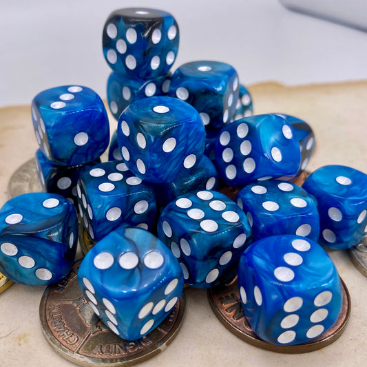 Marbled Blue and Black D6 Pip