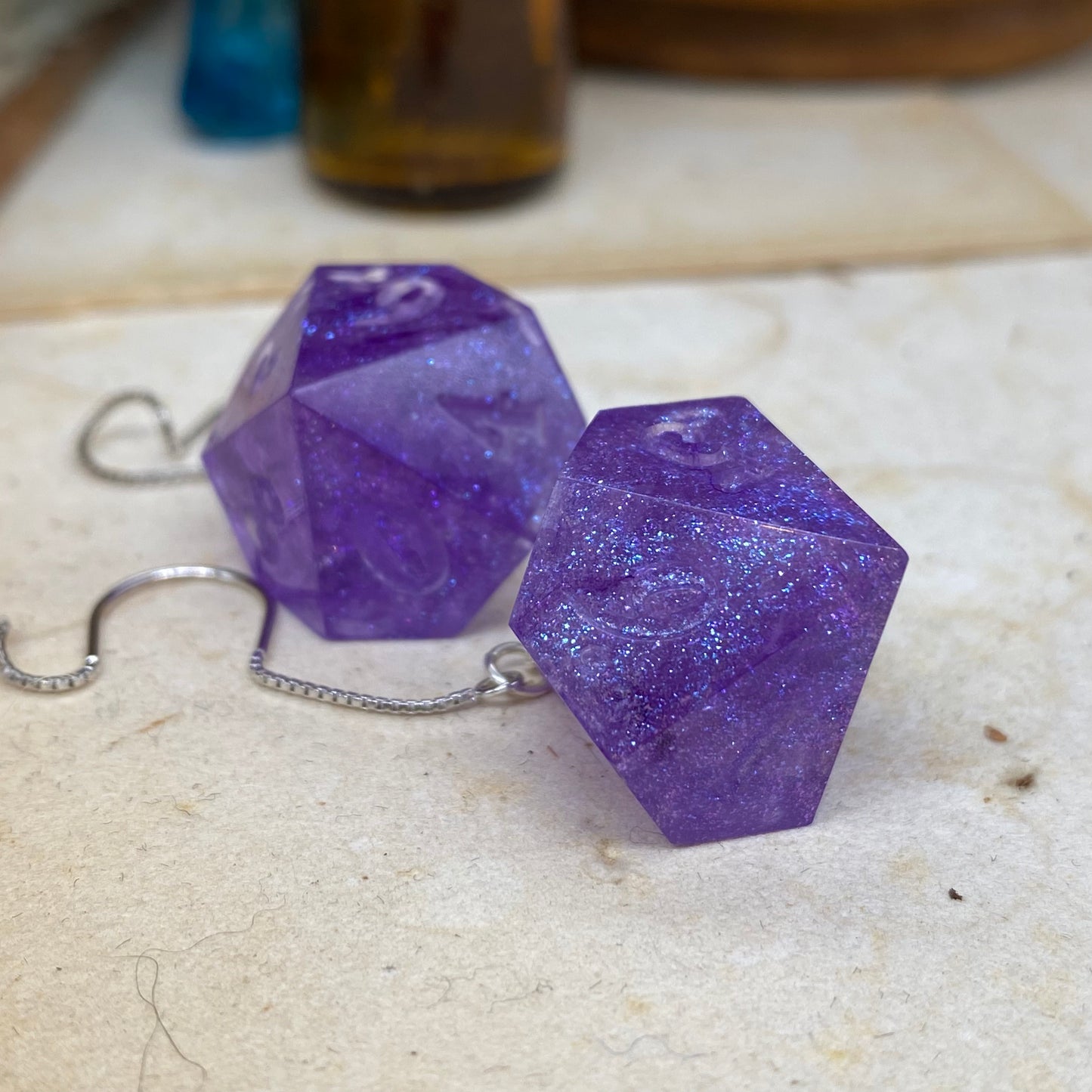 Purple with Blue shimmer D10 Earrings
