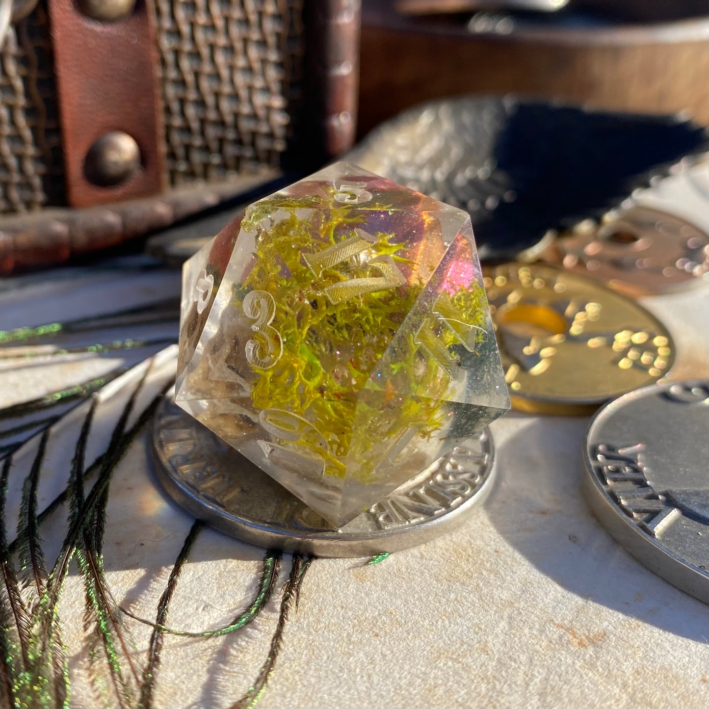 Mossy Crystal Skull 30mm Chonk D20 (Peter)