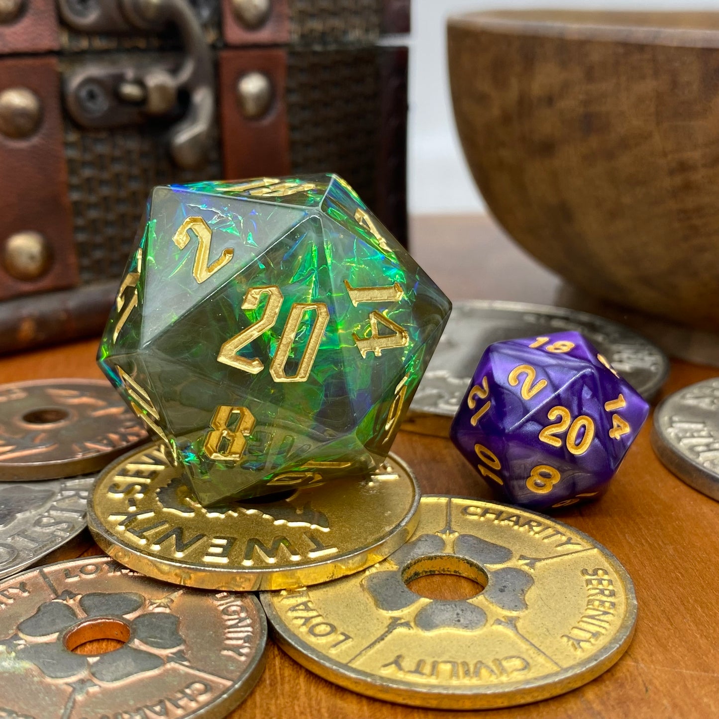 Green/Grey Chromatic Chonk 33mm D20